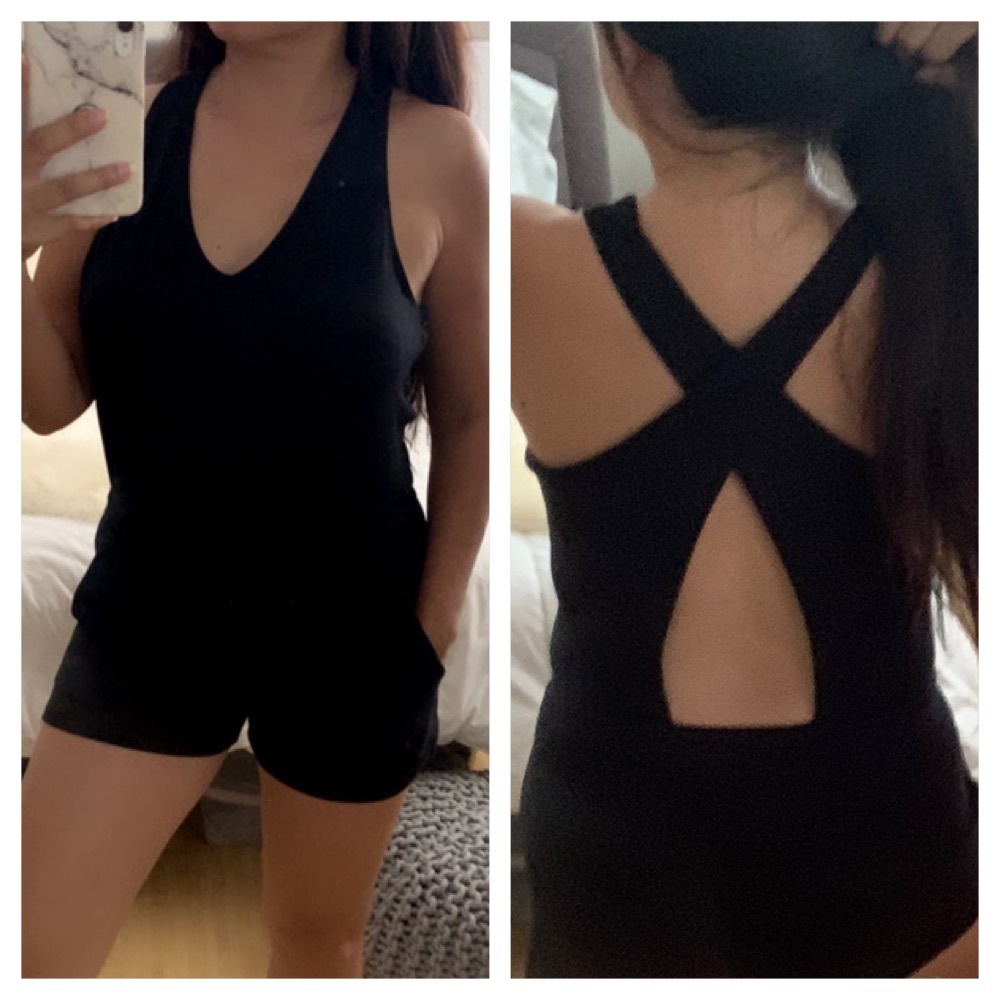 Beyond Yoga Black Racerback Romper Jumpsuit